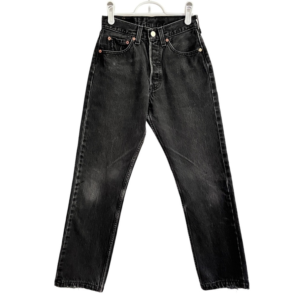LEVI’S 501 High Waisted Ankle Crop Denim Jeans Black